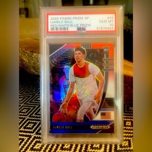 2020 Panini Prizm DP Lamelo Ball Rookie Card RED WHITE BLUE PRIZM PSA 10